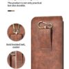 Universal Pouch for 2 Phones Vertical Cell Phone Pouch Bag Crazy Horse Leather Phone Waist Pouch Holster Belt Holder Hanging Pack (Black) - Image 9