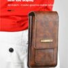 Universal Pouch for 2 Phones Vertical Cell Phone Pouch Bag Crazy Horse Leather Phone Waist Pouch Holster Belt Holder Hanging Pack (Black) - Image 7