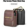 TIJAS for Samsung Galaxy Z Flip 5/4/3/1 5G Pouch Belt Clip Leather Case Flip Cover for Galaxy Z Flip 5, Flip 4 Flip 3 & Flip 1 Waist Bag Phone Case (Black) - Image 4