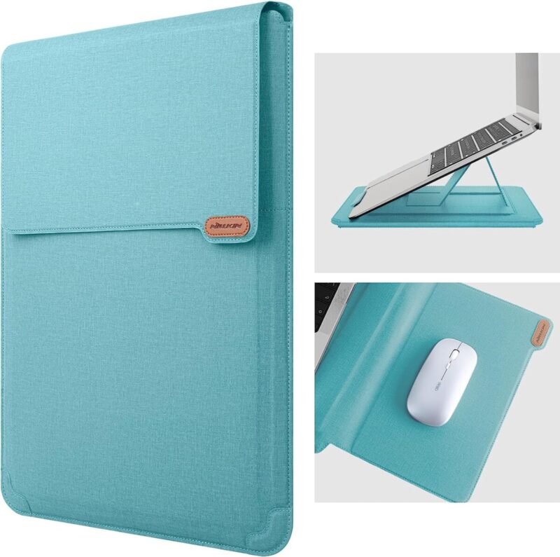 Nillkin Laptop Sleeve Bag Compatible with 14-15.6 inch 3 in 1【Laptop Stand,Mouse pad】 MacBook Pro Sleeve case MacBook Air Notebook Computer PU Leather Super Padded Bag Waterproof Protective Case - Green