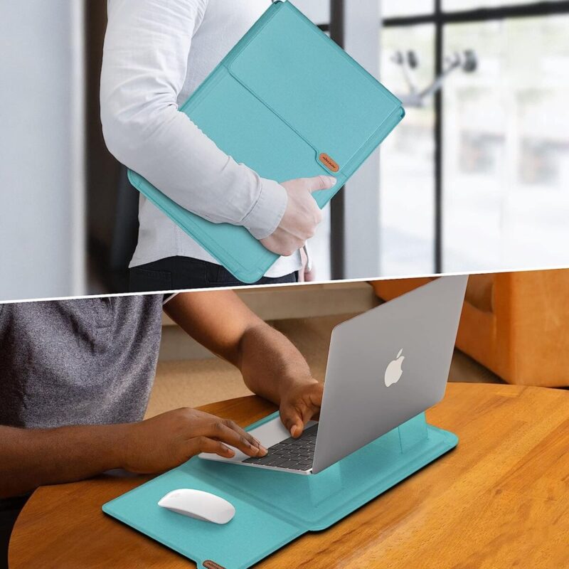 Nillkin Laptop Sleeve Bag Compatible with 14-15.6 inch 3 in 1【Laptop Stand,Mouse pad】 MacBook Pro Sleeve case MacBook Air Notebook Computer PU Leather Super Padded Bag Waterproof Protective Case - Green - Image 6