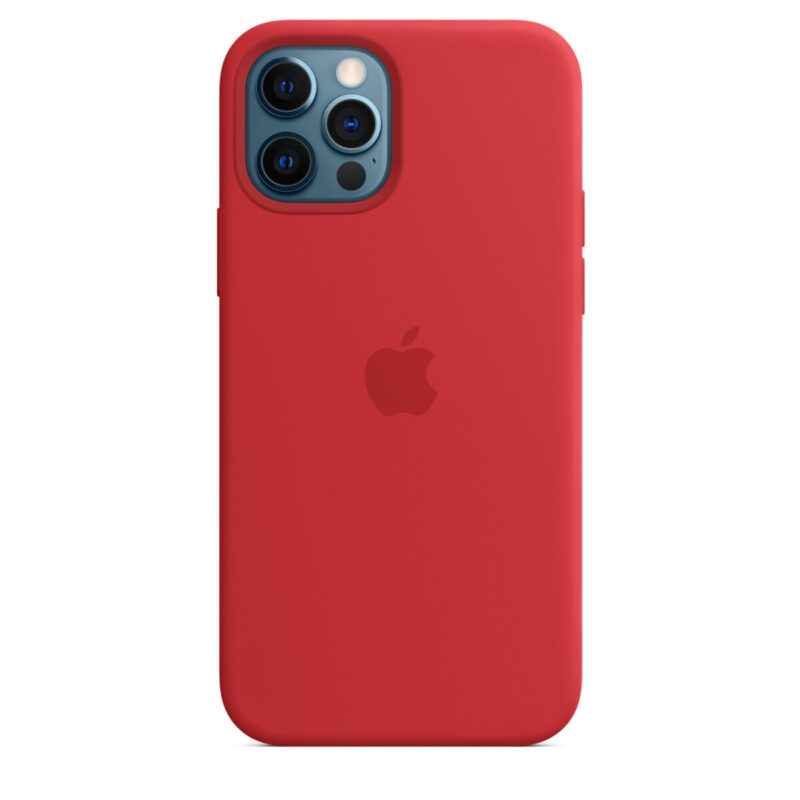 TIJAS Silicone Soft Back Cover For iPhone 12 Pro Max Case, Shockproof Slim Camera & Full Body Protection Non Yellowing Cover with Microfiber - Red